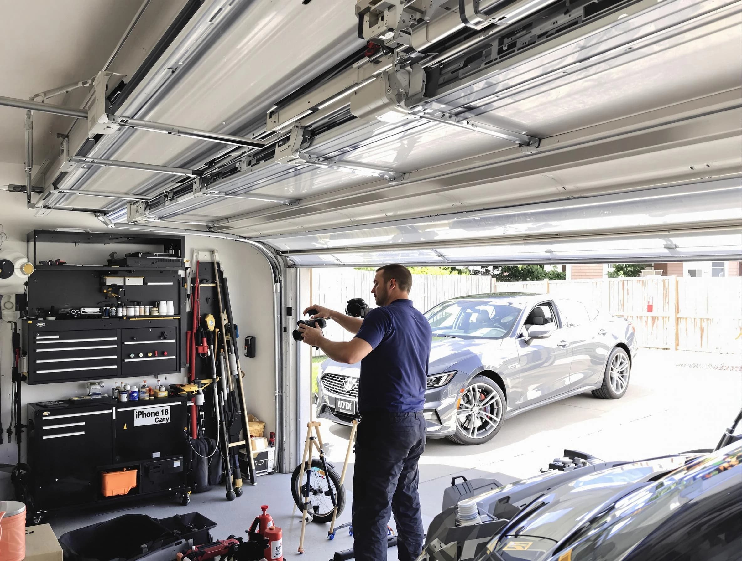 Lake Wilderness Garage Door Repair technician fixing noisy garage door in Lake Wilderness