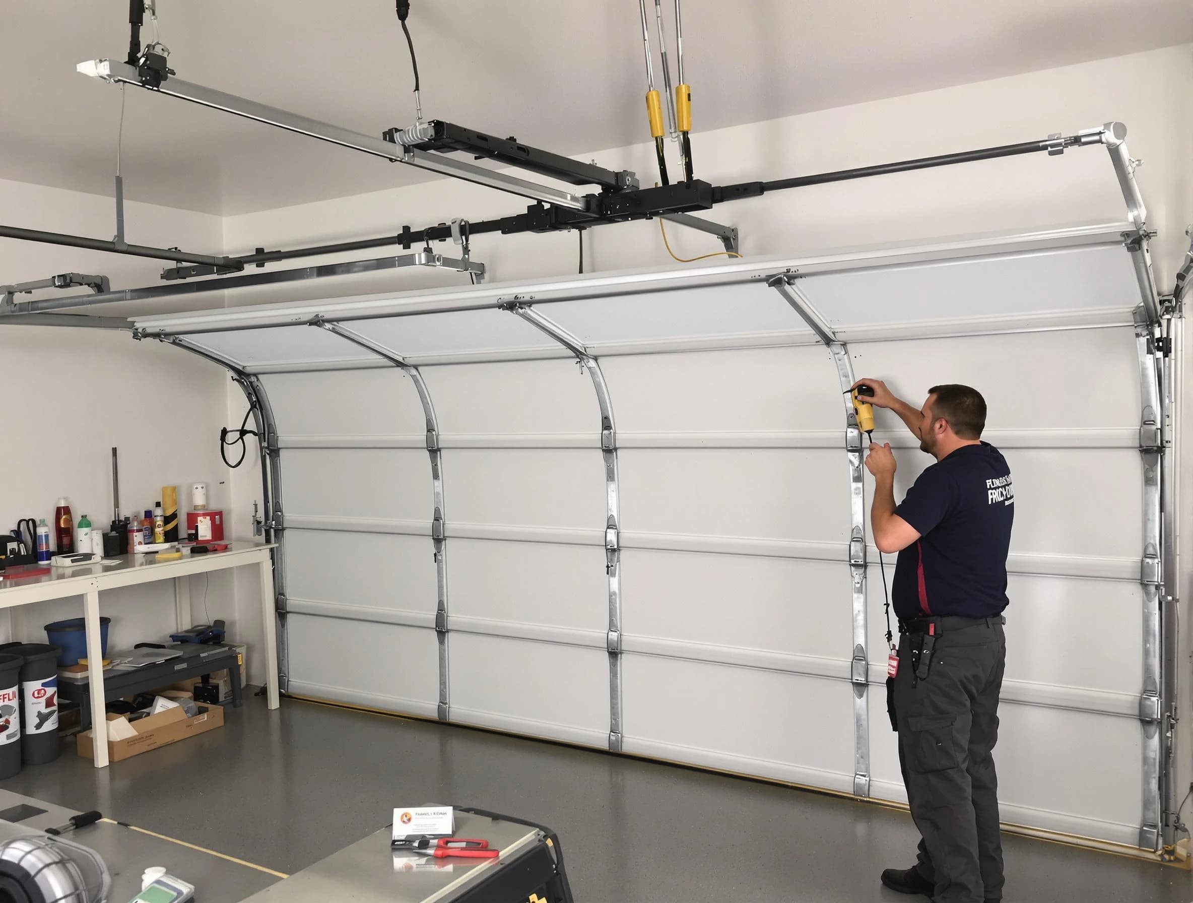 Lake Wilderness Garage Door Repair certified technician performing overhead door system repair in Lake Wilderness