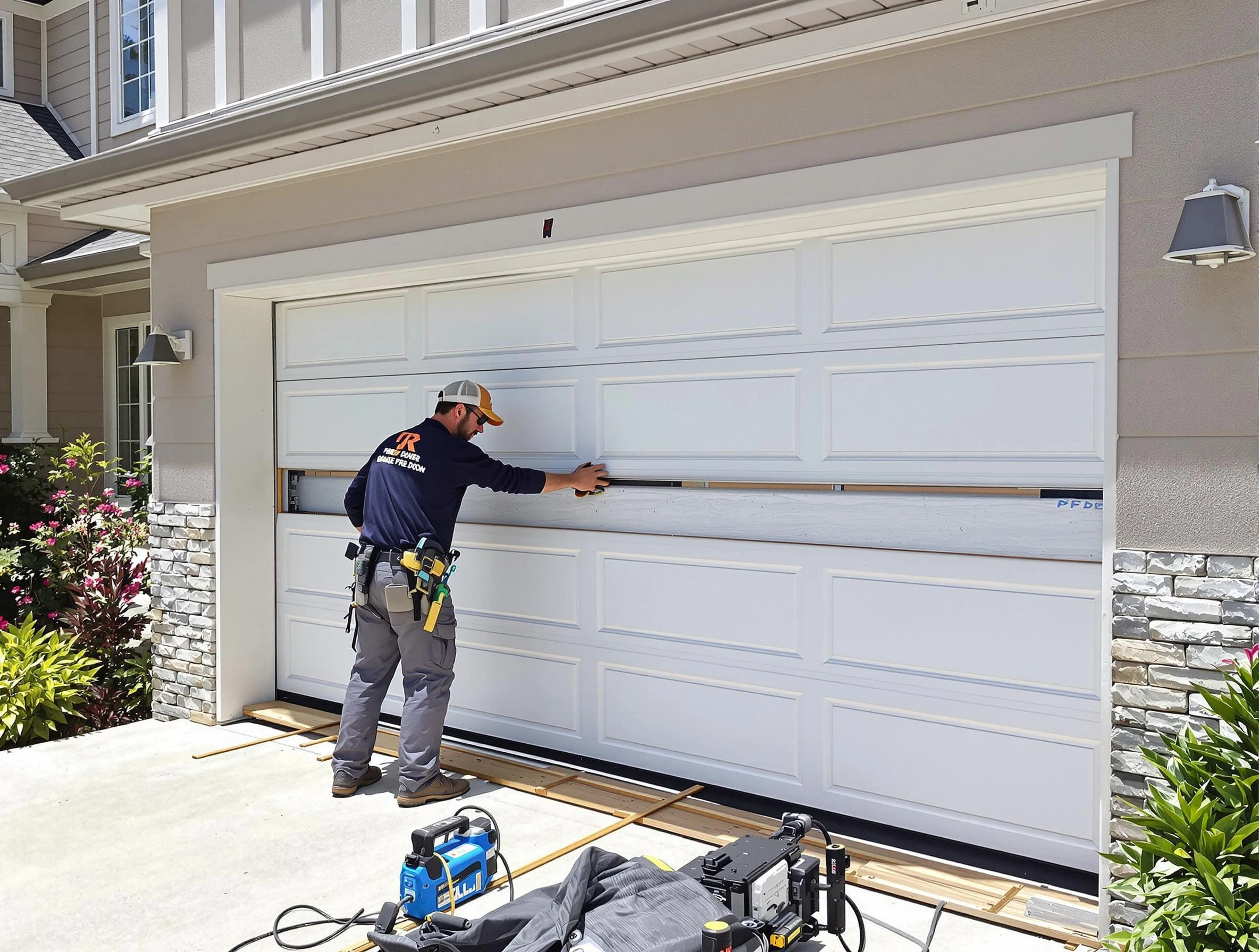 Lake Wilderness Garage Door Repair team performing complete garage door replacement at Lake Wilderness residence