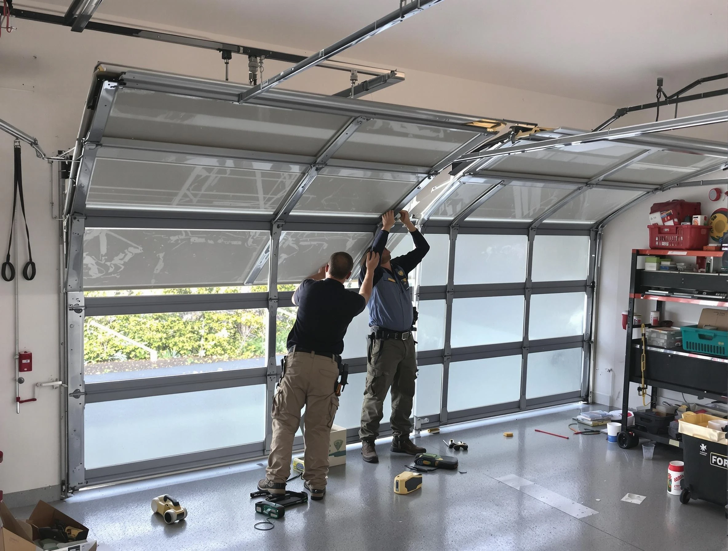 Lake Wilderness Garage Door Repair expert performing precise panel replacement on Lake Wilderness garage door