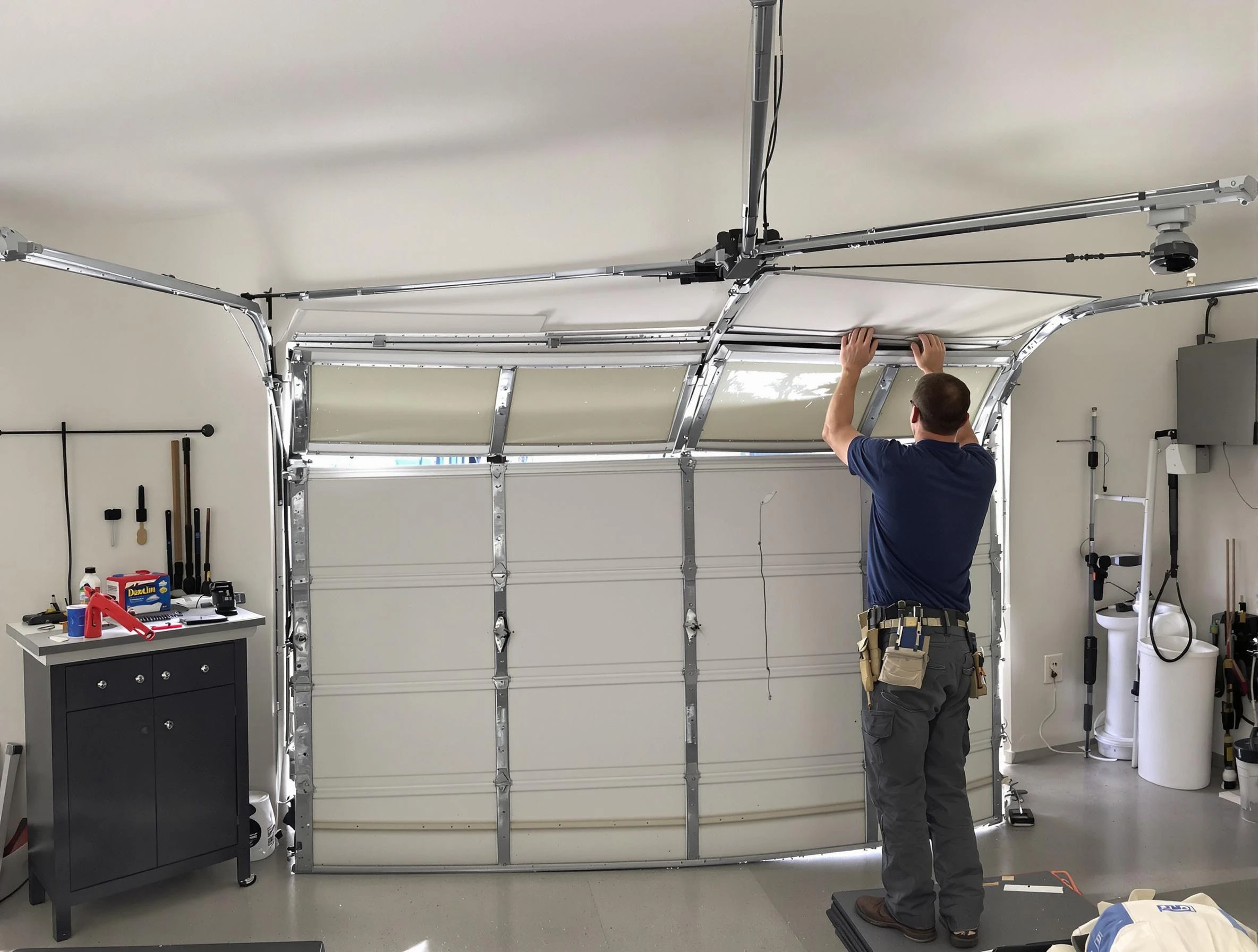 Lake Wilderness Garage Door Repair specialist performing precise section replacement on Lake Wilderness garage door